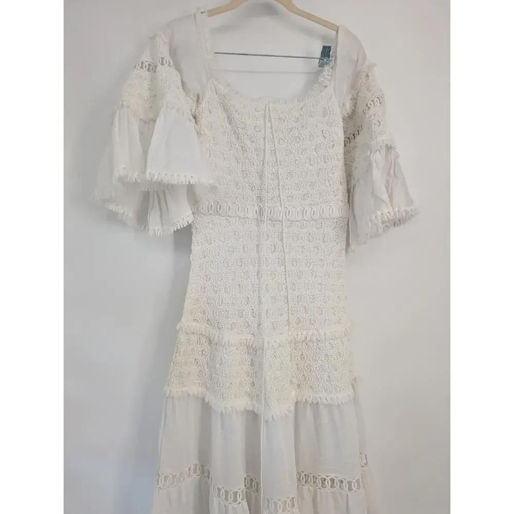 NWT Alexis Guinevere Off-shoulder Smocked Maxi Dress Size S White #1B607